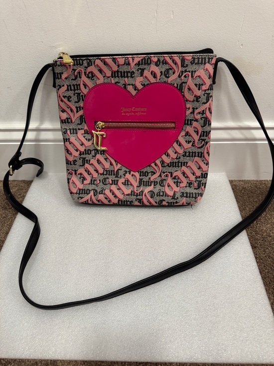 Juicy Couture Handbags - EUC Juicy Couture "Whole Lotta Love" dark pink leather heart crossbody bag